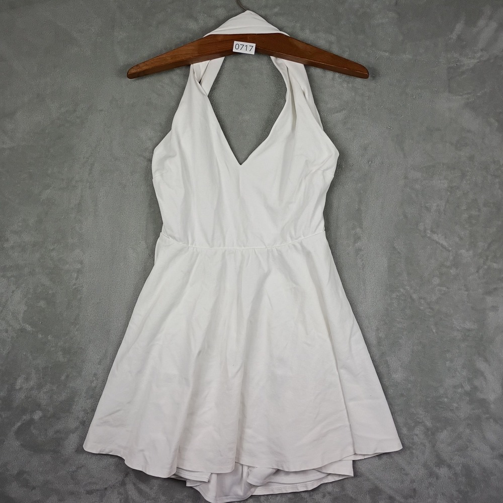 Lulus Romper Womens XL White Halter V-Neck Open Back Summer Festival Sunsuit